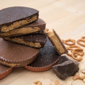 milk and dark pretzel pb cup