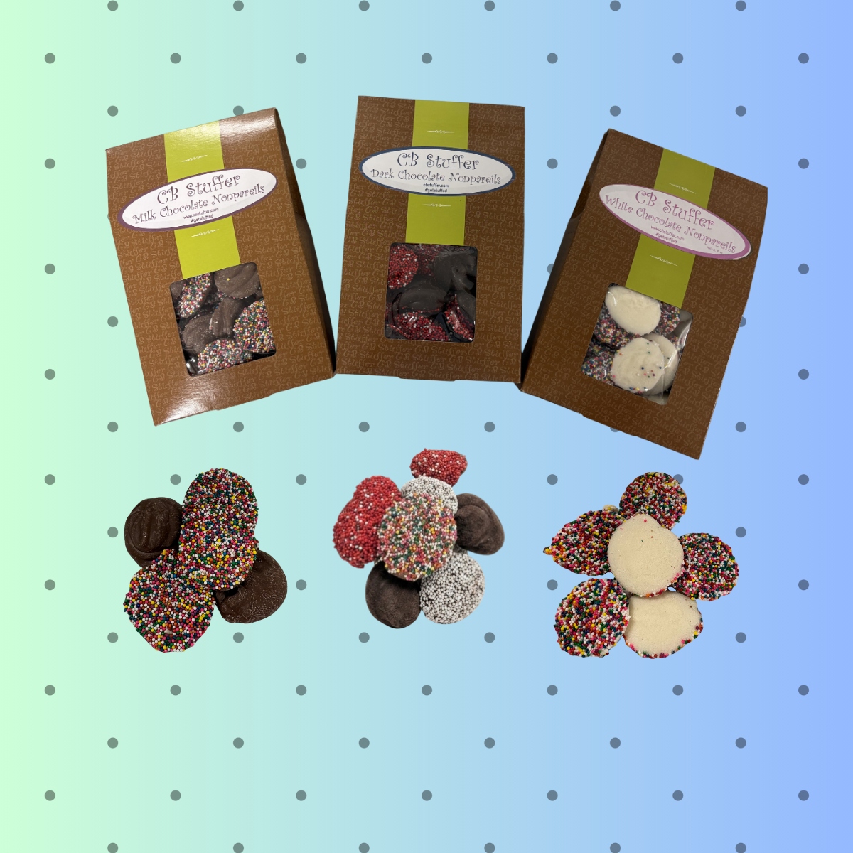 Chocolate "cake dot" nonpareils